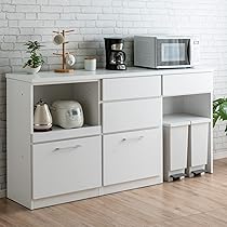 キッチンカウンター 【大川家具】おしゃれ　キッチン収納 レンジ台 新生活 キッチンカウンター 幅180cm ステンレス天板 完成品 ゴミ箱収納
